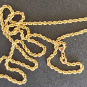 Alternative view of 18k 2.9g rope chain- 17.5"