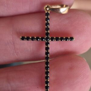 Alternative view of 14k 1.2g double sided cz cross charm