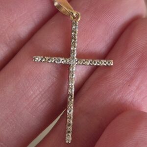 14k 1.2g double sided cz cross charm