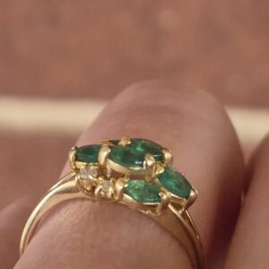 Alternative view of 14k 1.7g emerald and diamond ring- sz6