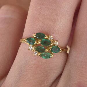 14k 1.7g emerald and diamond ring- sz6