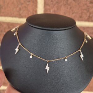 14k 3.9g rose gold chain with diamond charms- 15-17"