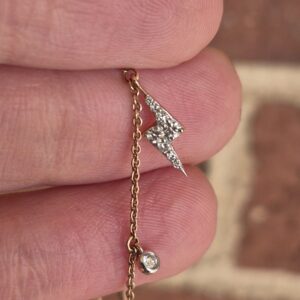 Alternative view of 14k 3.9g rose gold chain with diamond charms- 15-17"