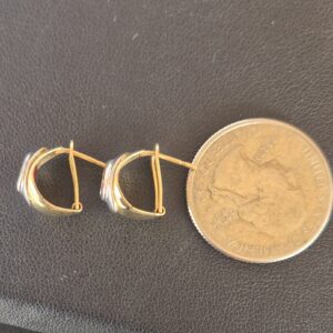 Alternative view of 14k 2.0g two-tone garnet hoops