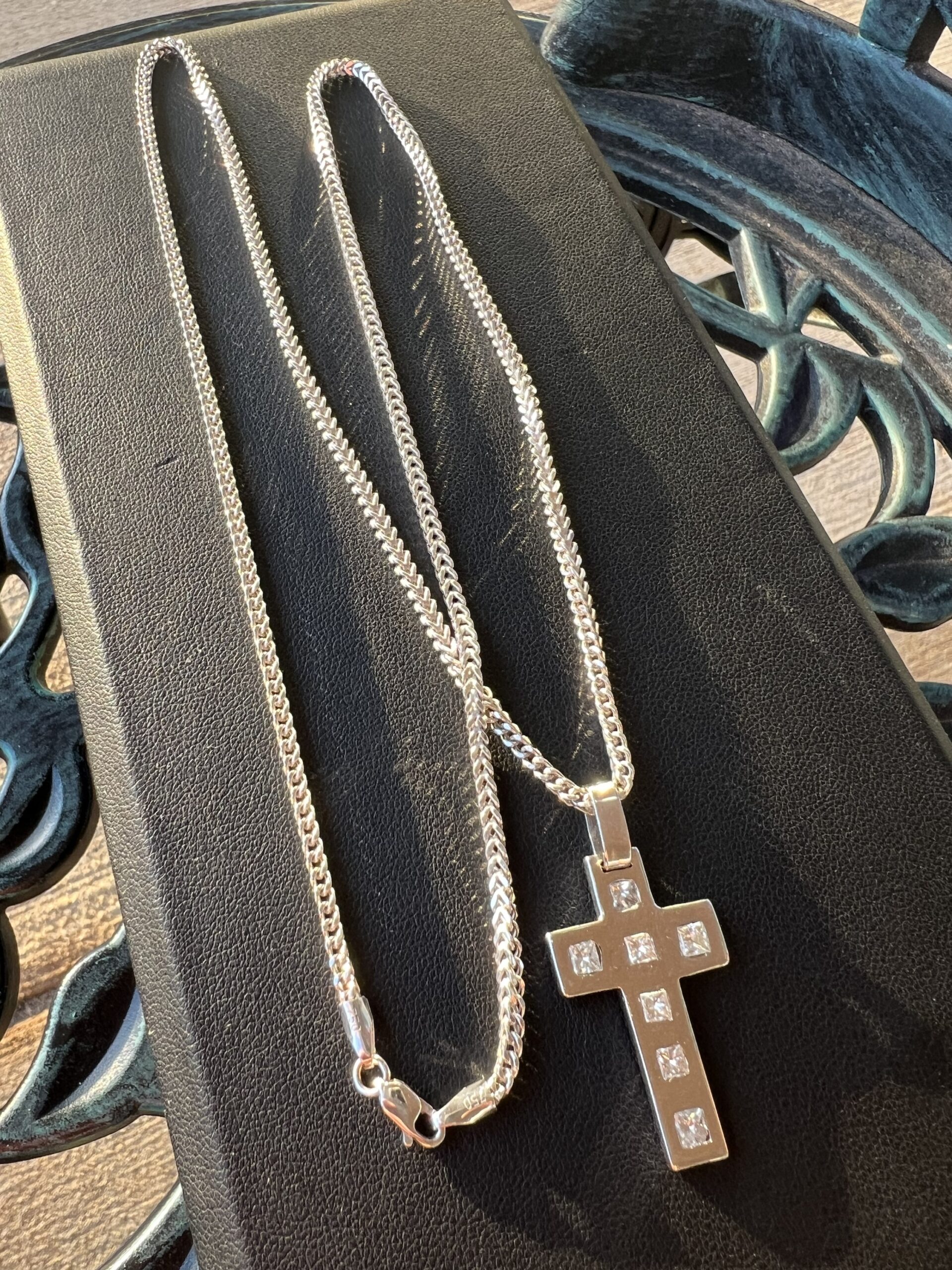 18k 8.7g Franco White Gold Chain 24” - Image 2