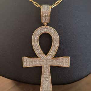 Alternative view of 10k 7.6g diamond ahnk pendant