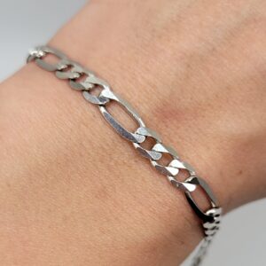 Alternative view of 14k 7.3g white gold figuro bracelet- 7"