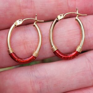 14k 1.6g red enamel hoops