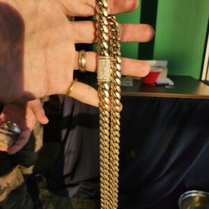 Alternative view of 10k 251.6g Massive 3tcw Diamond Lock Cuban 28" chain