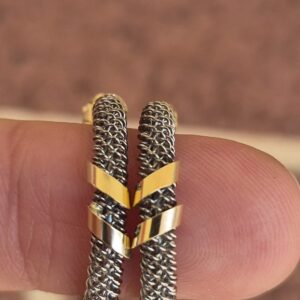 Alternative view of 14k 2.9g two-tone chain hoops