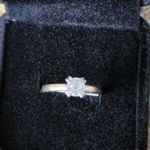 Alternative view of 14k 3.9g White Gold Cushion Cut 0.62ct Solitare Sz6.25