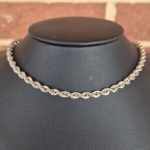 14k 7.1g white gold rope chain- 24"