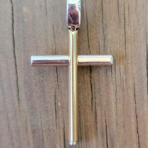 14k 2.1g two-tone cross charm