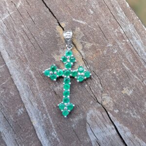 Alternative view of 10k 1.4g white gold and emerald cross