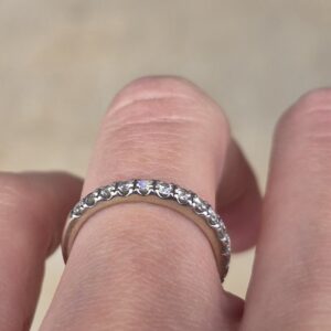 Alternative view of 14k 2.7g white gold band with diamonds- sz7