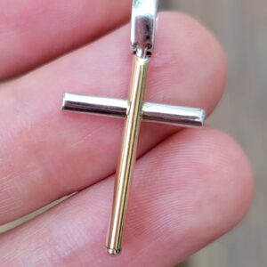 Alternative view of 14k 2.1g two-tone cross charm