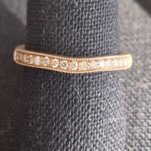 Alternative view of 14k 2.8g rose gold band with diamonds- sz6.5