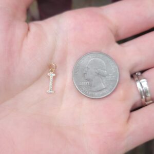 Alternative view of 10k 0.4g "I" charm with CZs