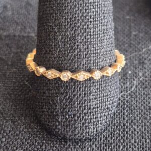 Alternative view of 14k 1.3g rose gold detailed diamond band- sz8.75