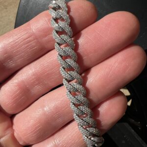 Alternative view of 10k 36.4g White Gold w/Diamonds Cuban Bracelet 7”