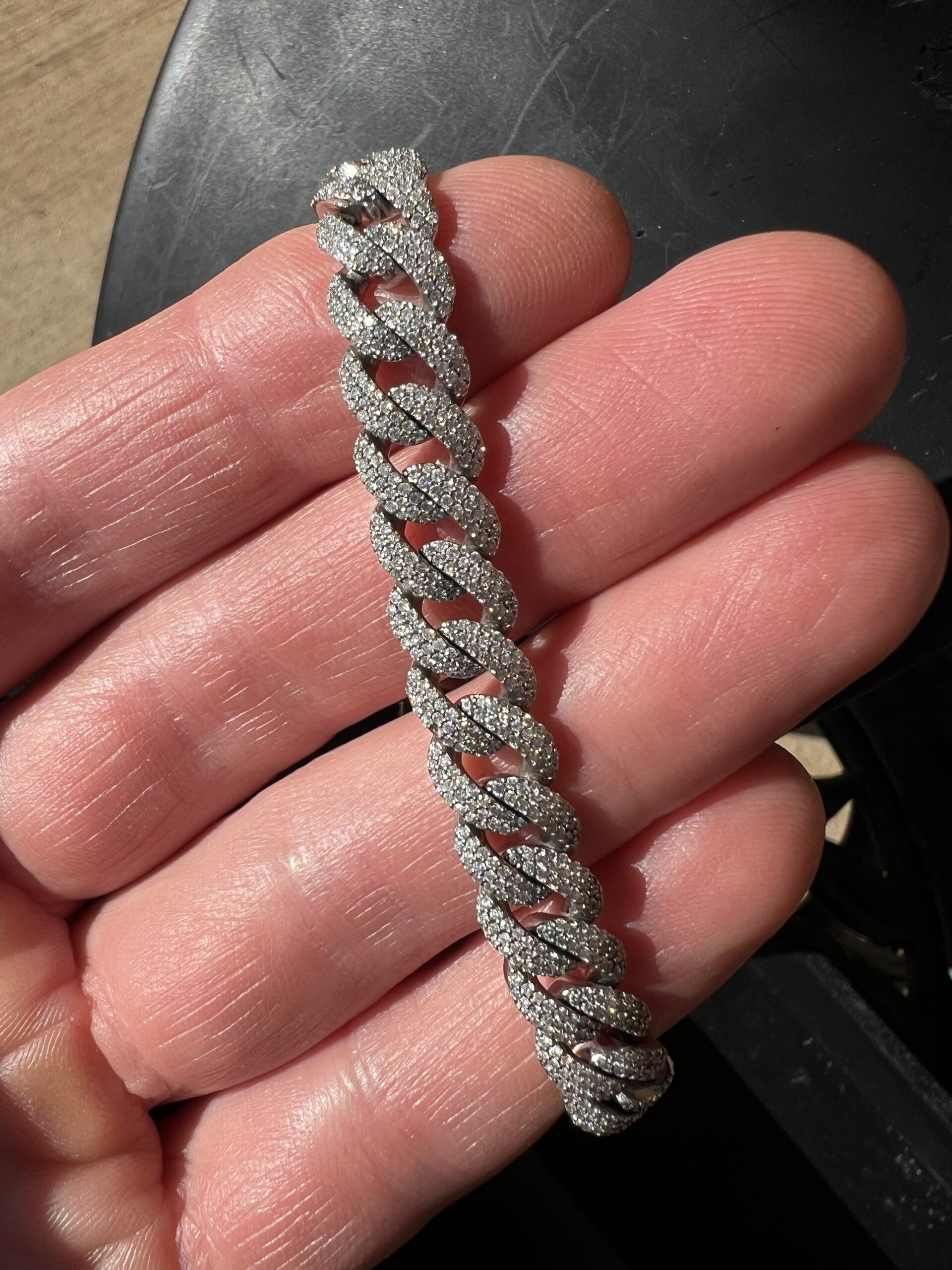 10k 36.4g White Gold w/Diamonds Cuban Bracelet 7” - Image 2