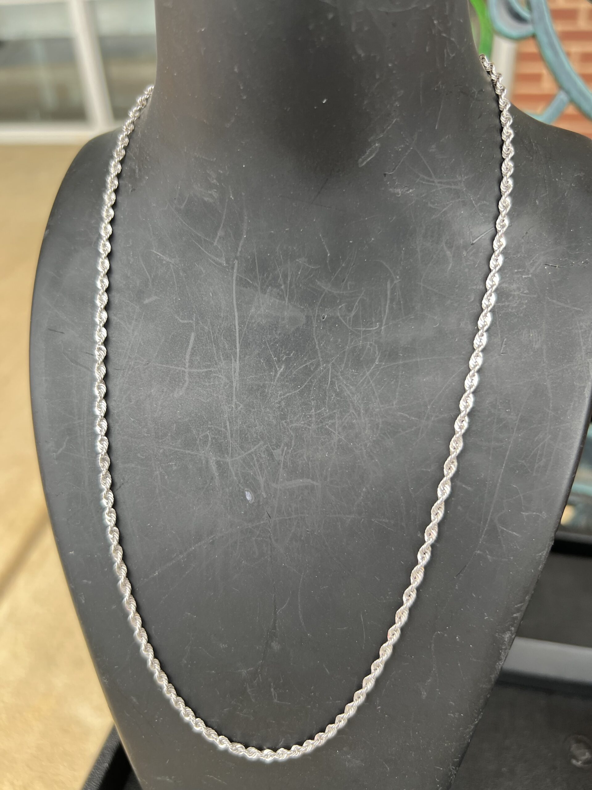 10k 3.4g White Gold Rope Chain 20”