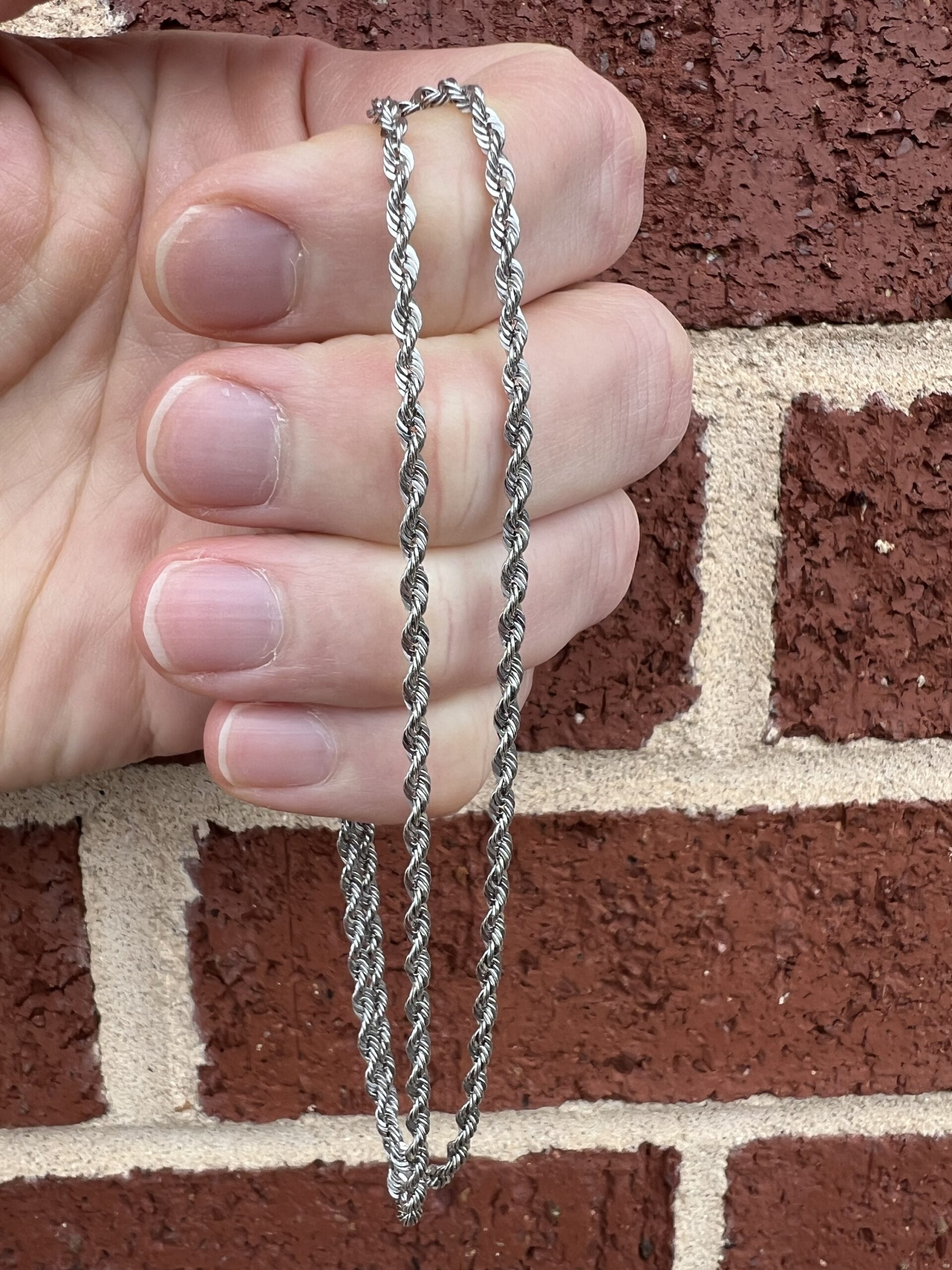 10k 3.4g White Gold Rope Chain 20” - Image 4