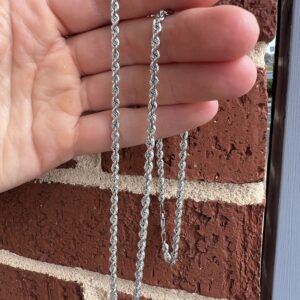 Alternative view of 14k 6.7g White Gold Rope Chain 24”