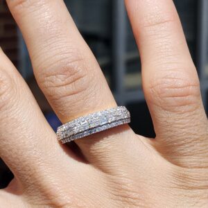 Alternative view of 10k 6.0g Diamond Face Ring Sz 11.5 with Baguettes and Rounds