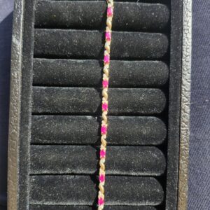 Alternative view of 14k 7.4g Gold with Rubies and Diamonds 7.25”