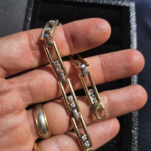 Alternative view of 14k 21.4g Gold Bracelet with Diamonds 7.25”