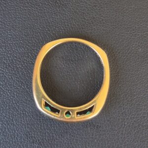 Alternative view of 14k 4.6g emerald and diamond square ring- sz6.25