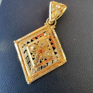 Alternative view of 21k 6.7g Gold Diamond Shaped Multi-Colored Charm
