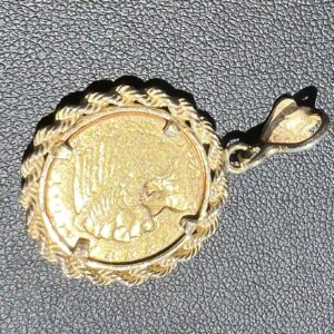Alternative view of 14k & 90% Gold Indian Head $2.50 Gold Coin Pendant