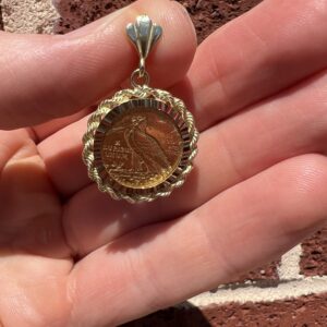 14k & 90% Gold Indian Head $2.50 Gold Coin Pendant