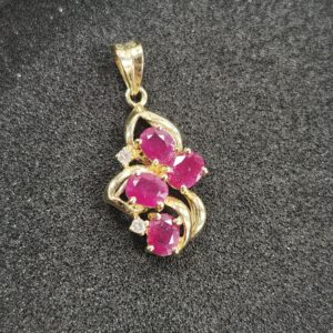 Alternative view of 14k 1.5g Oval Ruby & Diamond Charm