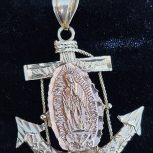 14k 8.9g Anchor Cross + Guadalupe 2.25"