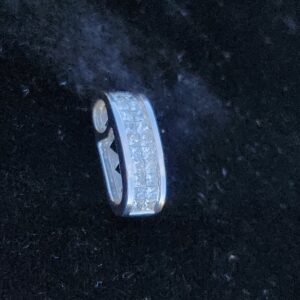 Alternative view of 14k 2.1g White 0.65tcw Princess Channel Set Charm