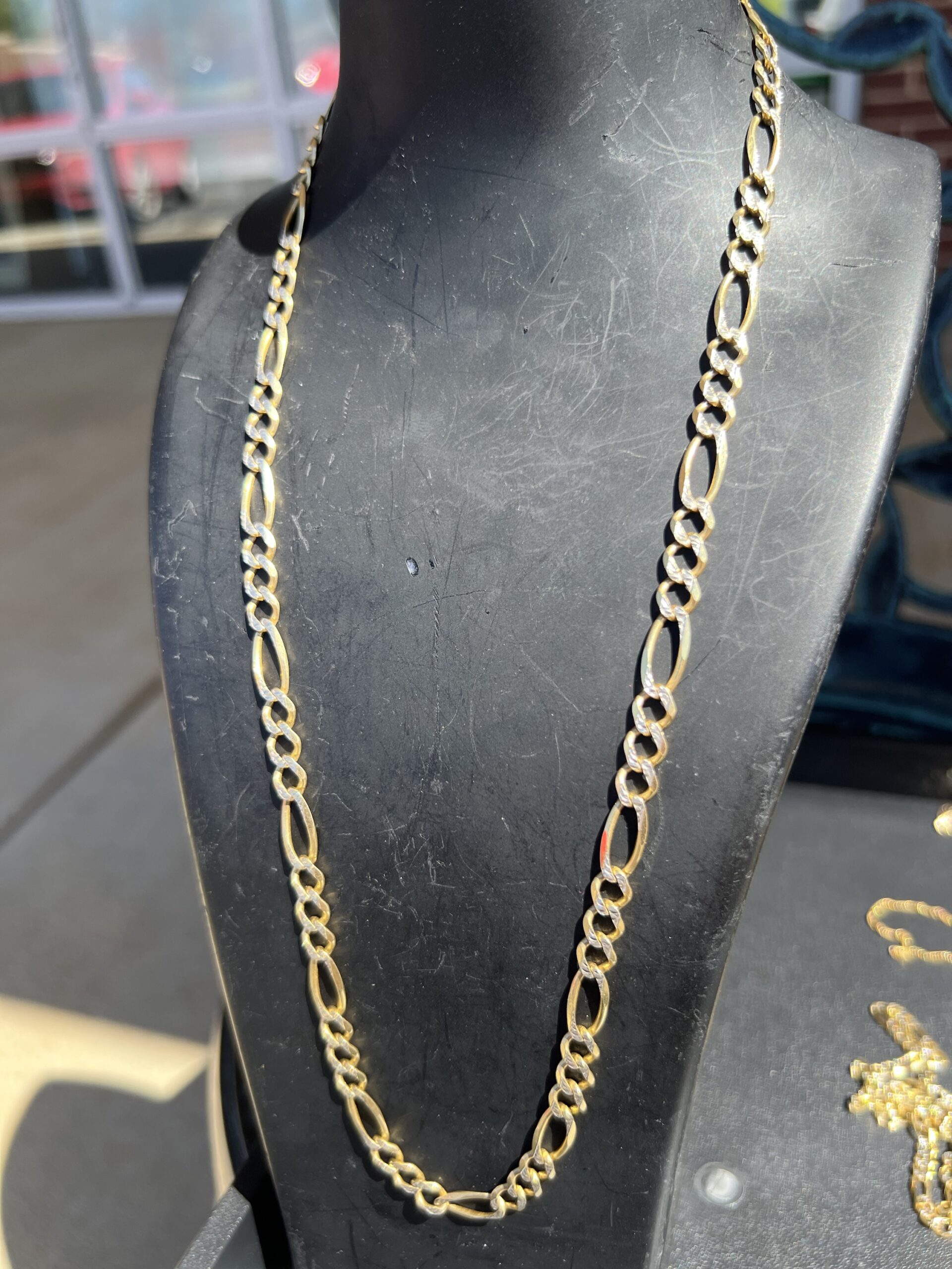 14k 26g Gold Figaro Two Tone Chain 22”