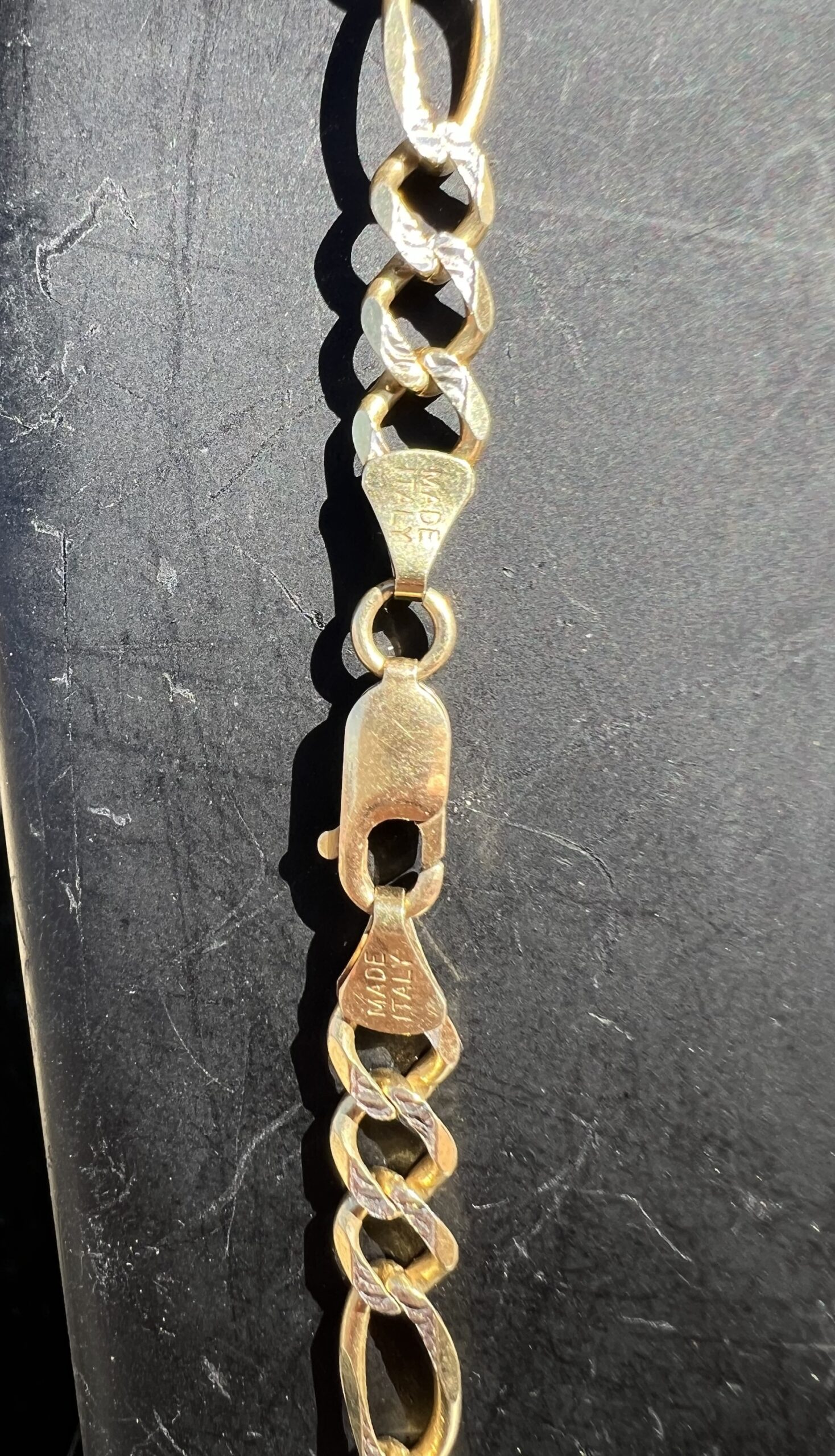 14k 26g Gold Figaro Two Tone Chain 22” - Image 4