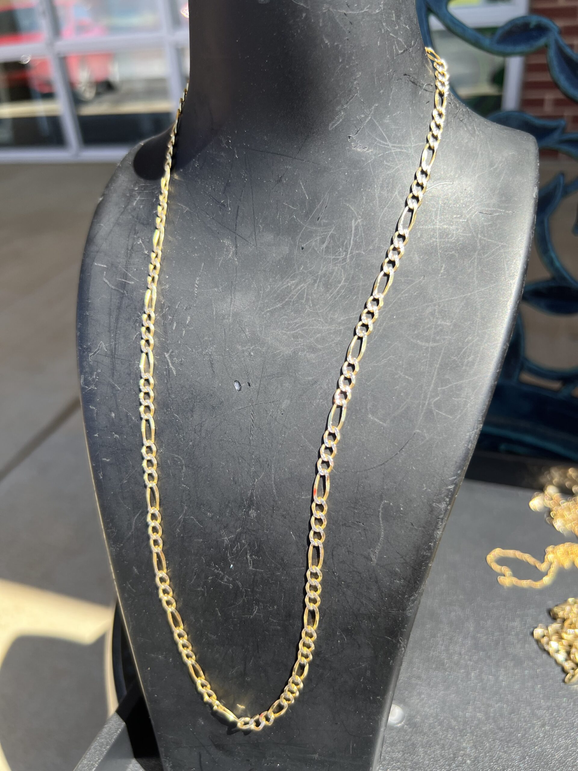 14k 12.2g Gold Two Tone Figaro Chain 22”