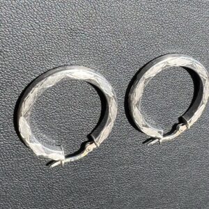 Alternative view of 14k 3g White Gold Square Hoop Earrings