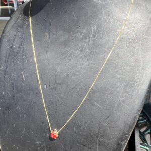 14k 0.8g Gold Ladybug Necklace Chain 16”