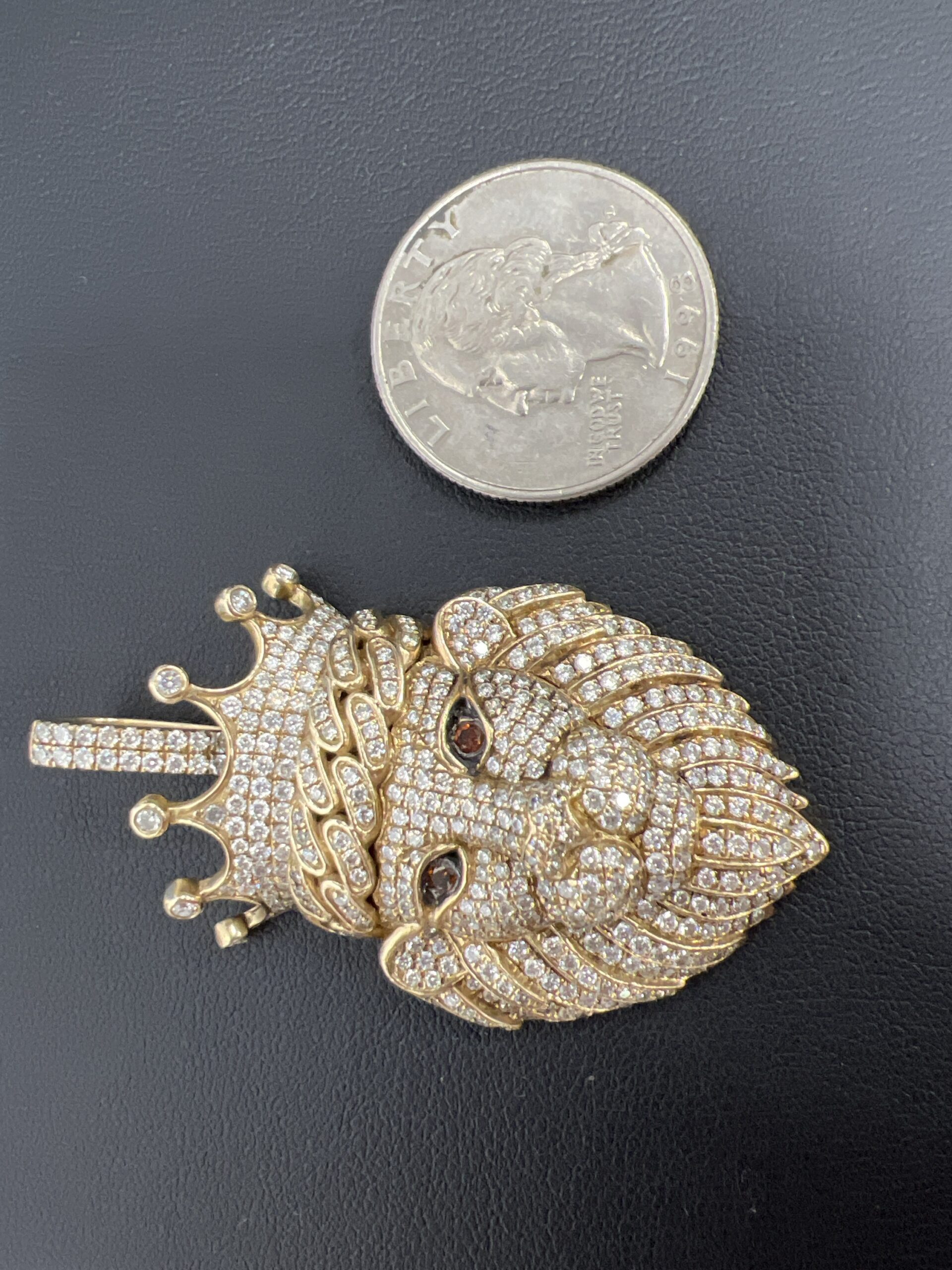 10k 24.3g Gold Lion Pendant Tcw 3 1” by 2” - Image 4