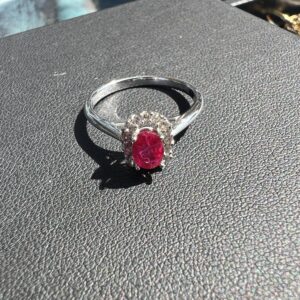 14k 2.4g Ruby White Gold Ring Sz 6.25