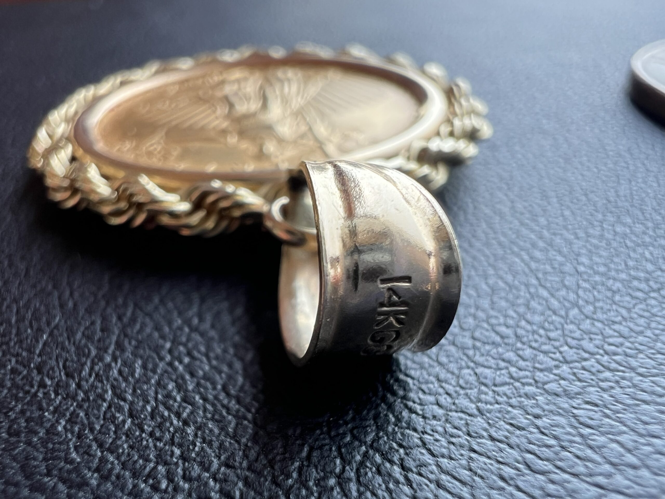 14k Bail w/American Eagle Coin Pendant - Image 2