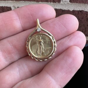 Alternative view of 14k Bail w/AGE Coin Pendant