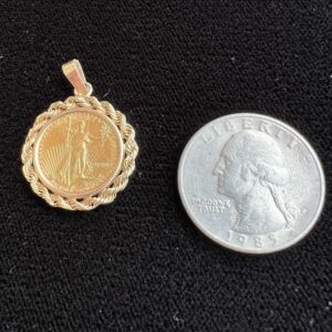 Alternative view of 14k 4.5g Gold Pendant w/AGE Coin Pendant
