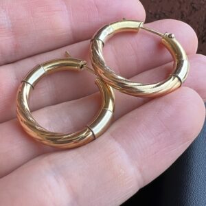 18k 6.9g Gold Twisted Hoop Earrings