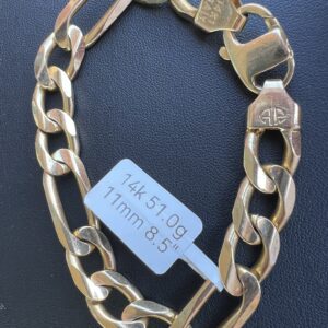 14k 51g Gold Figaro Bracelet 8.5”